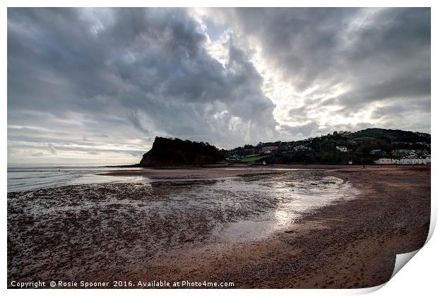 Low Tide looking towards The Ness Headland Shaldon Print by Rosie Spooner