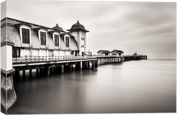 Three Minutes At Penarth Pier Mono Canvas Print by Steve Purnell
