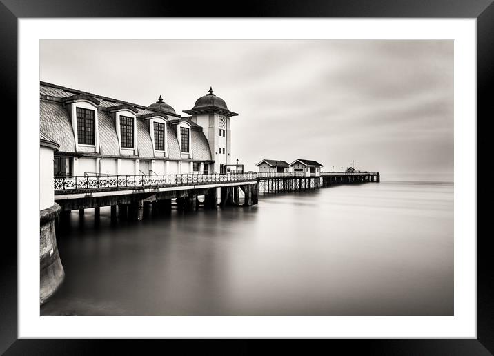 Three Minutes At Penarth Pier Mono Framed Mounted Print by Steve Purnell