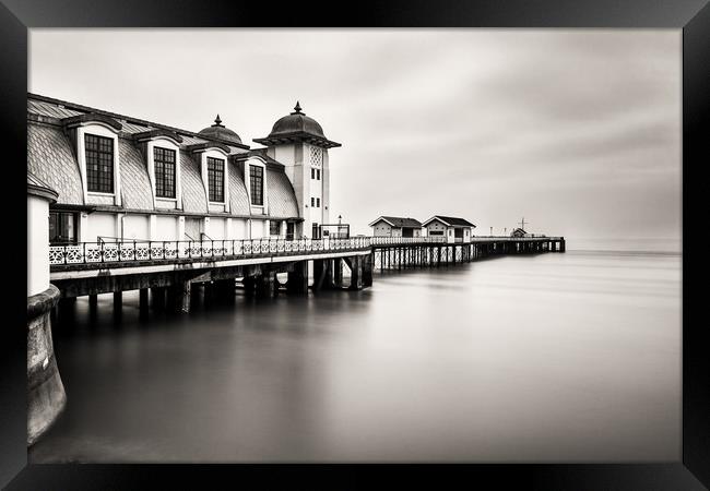 Three Minutes At Penarth Pier Mono Framed Print by Steve Purnell