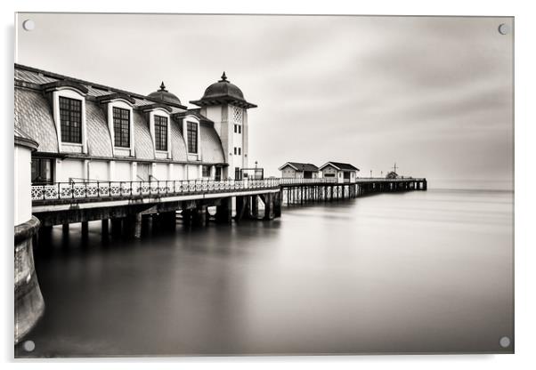 Three Minutes At Penarth Pier Mono Acrylic by Steve Purnell