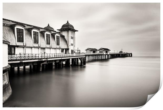 Three Minutes At Penarth Pier Mono Print by Steve Purnell