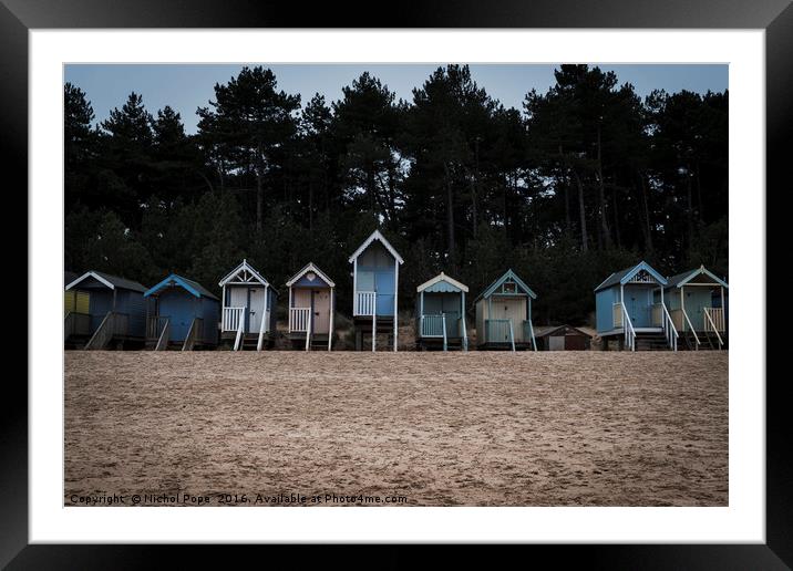 Beach Huts at Wells-next-the-Sea, Norfolk Framed Mounted Print by Nichol Pope