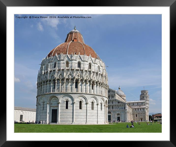Piazza Dei Miracoli Pisa Framed Mounted Print by Diana Mower