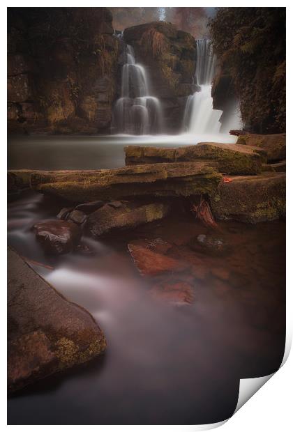 Penllergare falls Swansea Print by Leighton Collins