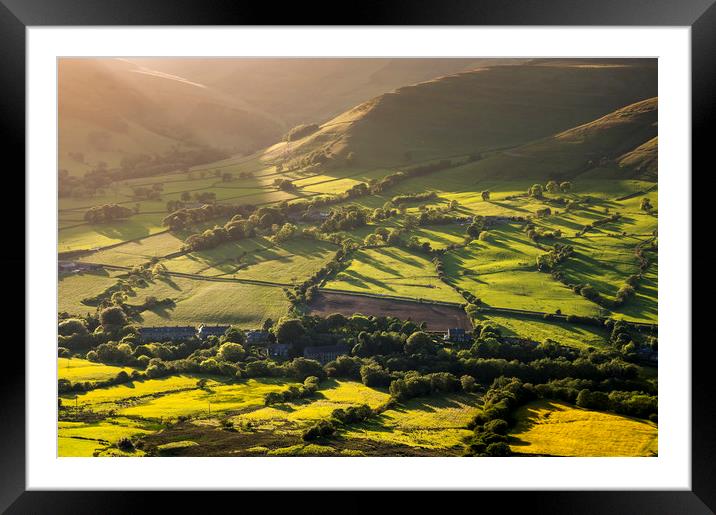 Green countryside in the Vale of Edale Framed Mounted Print by Andrew Kearton