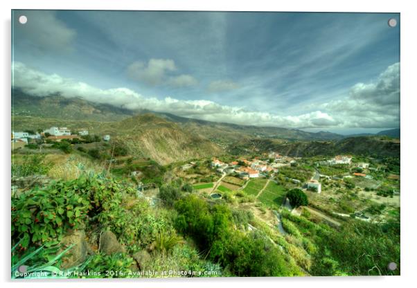 Canarian Mountain Village  Acrylic by Rob Hawkins