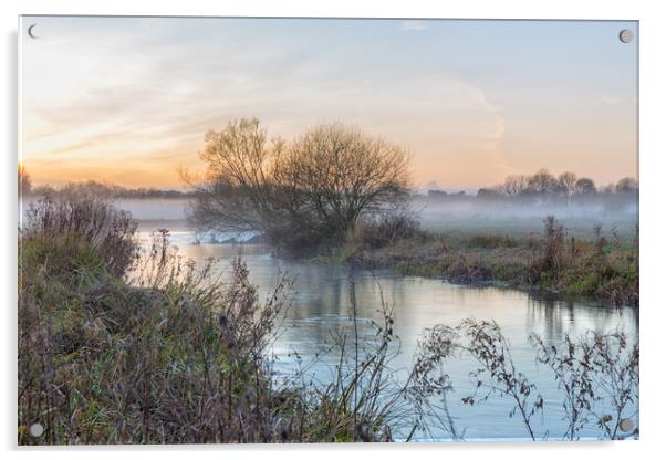 Misty Sunset. Acrylic by Mark Godden