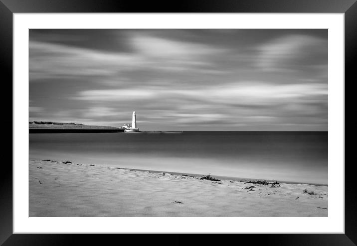 Dreamy St. Marys from The Beach Black & White Framed Mounted Print by Naylor's Photography