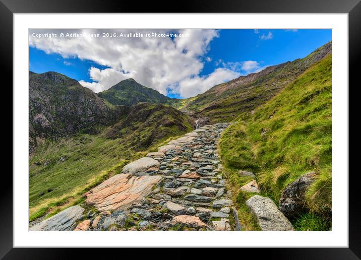 Snowdon Summit Miners Path  Framed Mounted Print by Adrian Evans