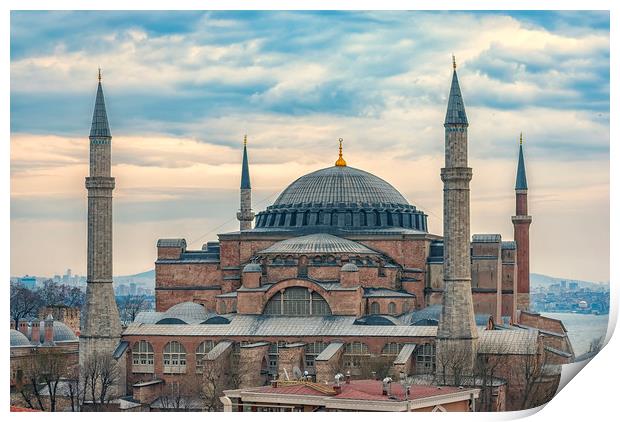 Hagia Sophia Elevated View Print by Antony McAulay
