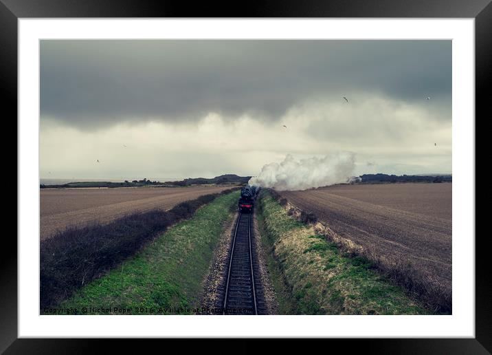 Old Steam train leaving Sheringham, Norfolk, UK Framed Mounted Print by Nichol Pope