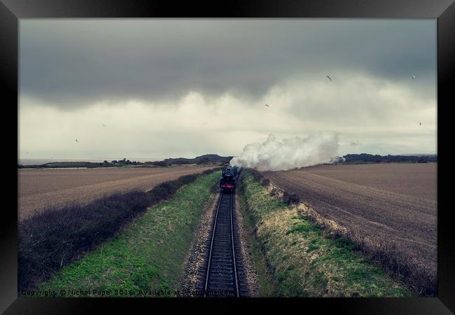 Old Steam train leaving Sheringham, Norfolk, UK Framed Print by Nichol Pope