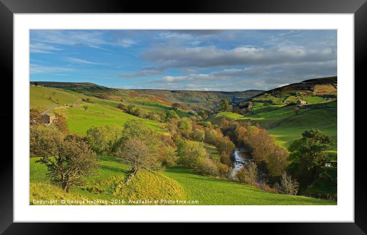 Swaledale Autumn in the Yorkshire Dales Framed Mounted Print by George Hopkins