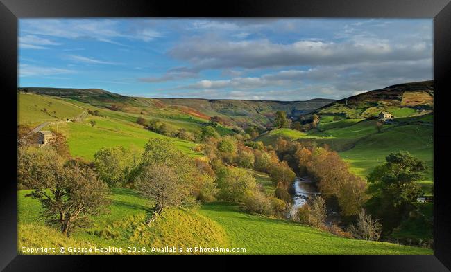 Swaledale Autumn in the Yorkshire Dales Framed Print by George Hopkins