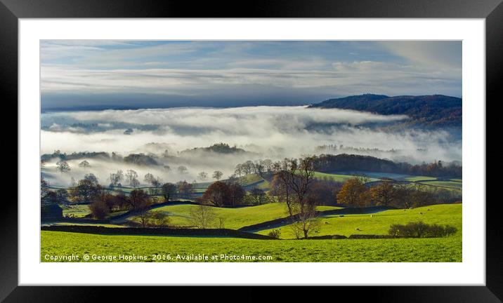 A Misty Panorama of Windermere and the Fells Framed Mounted Print by George Hopkins