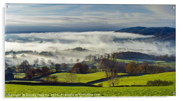 A Misty Panorama of Windermere and the Fells Acrylic by George Hopkins