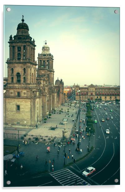 Place Zocalo, centre of Mexico-city Acrylic by Larisa Siverina