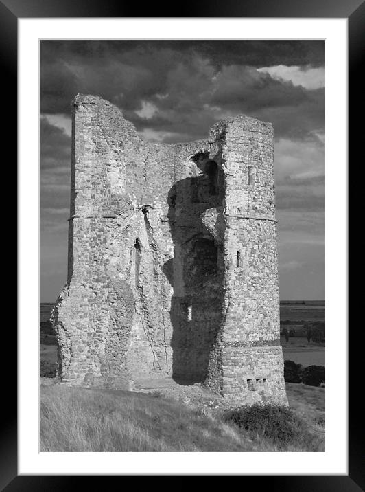 Hadleigh Castle storm clouds BW Framed Mounted Print by David French