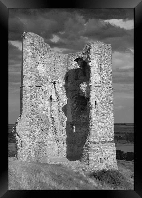 Hadleigh Castle storm clouds BW Framed Print by David French