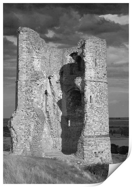 Hadleigh Castle storm clouds BW Print by David French