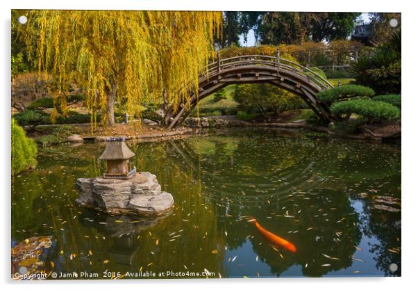 The beautiful fall colors of the Japanese Gardens Acrylic by Jamie Pham
