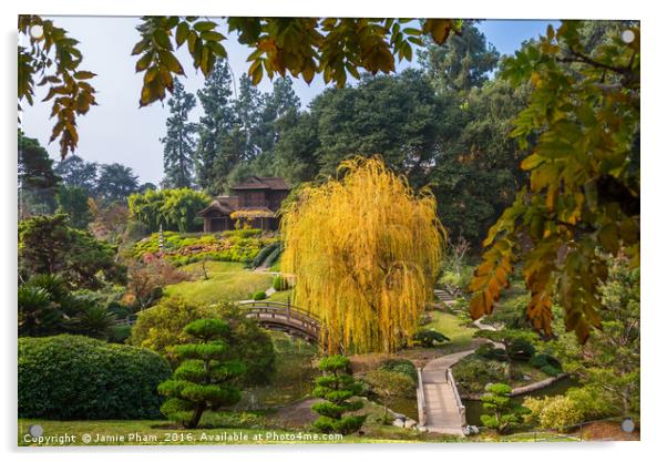 The beautiful fall colors of the Japanese Gardens Acrylic by Jamie Pham