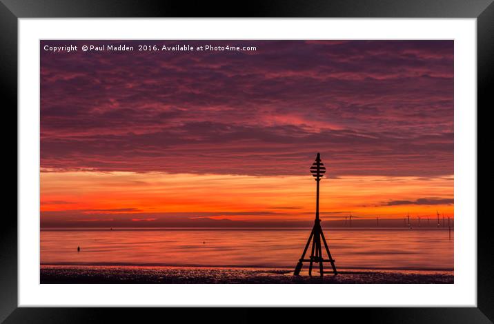 Burbo Bank Sunset Framed Mounted Print by Paul Madden