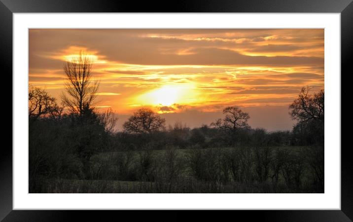 sunset over cheshire Framed Mounted Print by sue davies