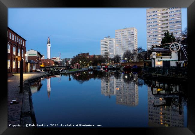 Reflections on the Birmingham and Fazeley Canal  Framed Print by Rob Hawkins