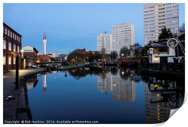 Reflections on the Birmingham and Fazeley Canal  Print by Rob Hawkins