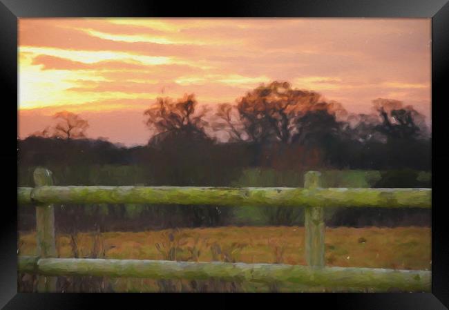 beyonf the fence Framed Print by sue davies