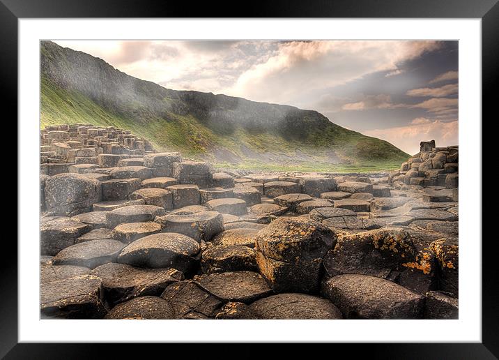 Misty Causeway Stones Framed Mounted Print by Darren Smith