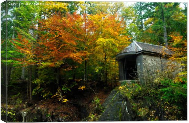 Ossian’s Hall at the Hermitage in autumn Canvas Print by Angus McComiskey