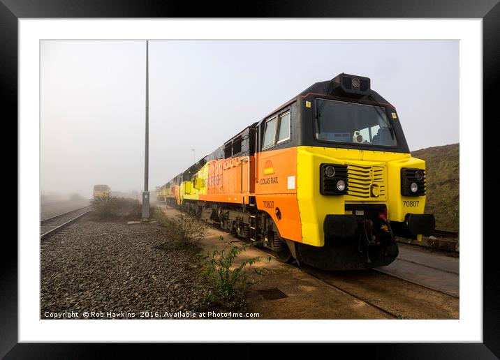 Class 70s in the Mist  Framed Mounted Print by Rob Hawkins