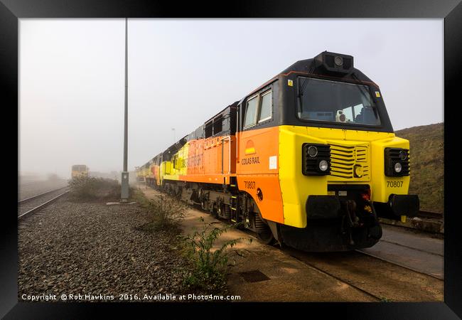 Class 70s in the Mist  Framed Print by Rob Hawkins