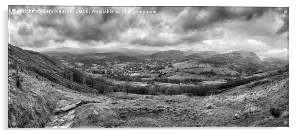 Panorama Views Of Ambleside From Wansfell Acrylic by Gary Kenyon