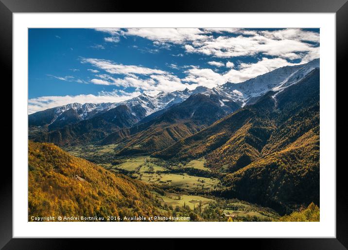Valley of Enguri river at foot of mountains, Georg Framed Mounted Print by Andrei Bortnikau