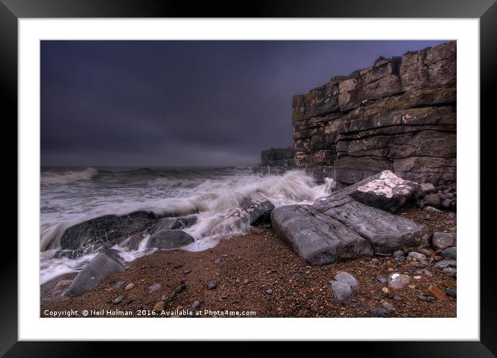 High Tide on the Heritage Coast Framed Mounted Print by Neil Holman