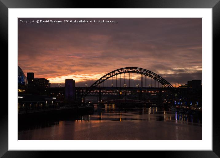 Tyne Bridge at sunset Framed Mounted Print by David Graham