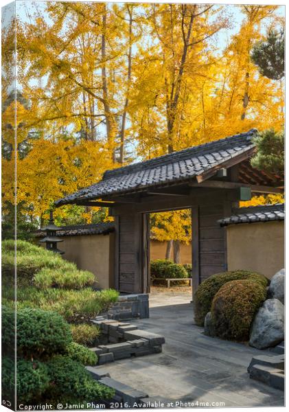 The beautiful fall colors of the Japanese Gardens Canvas Print by Jamie Pham