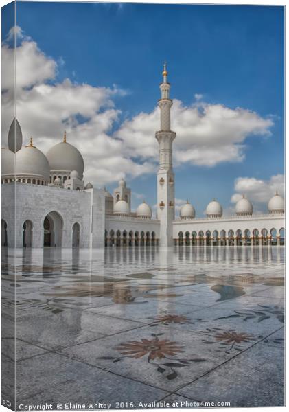 Golden Mosque Abu dhabi  Canvas Print by Elaine Whitby