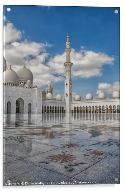 Golden Mosque Abu dhabi  Acrylic by Elaine Whitby