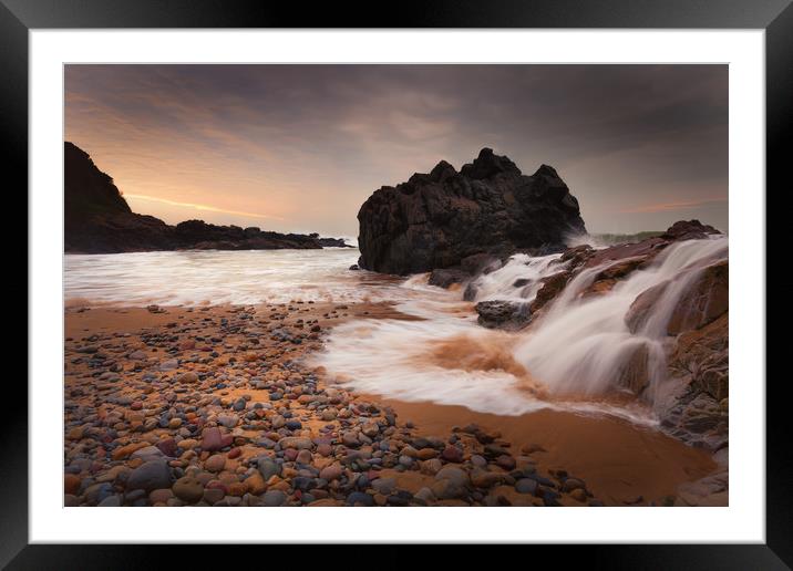 Rotherslade Bay cascade Framed Mounted Print by Leighton Collins
