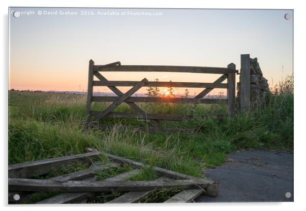 Sunset through a gate Acrylic by David Graham
