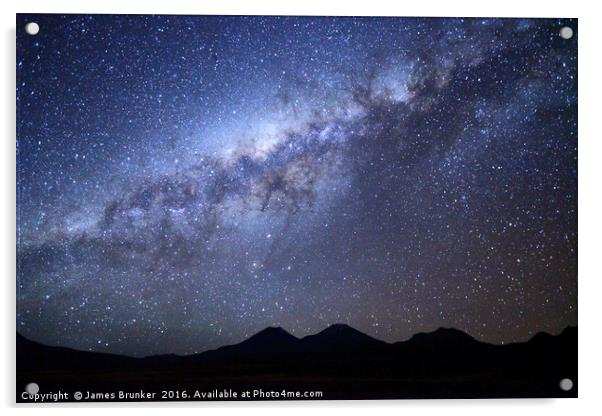 Milky Way above the Payachatas Volcanos Bolivia Acrylic by James Brunker