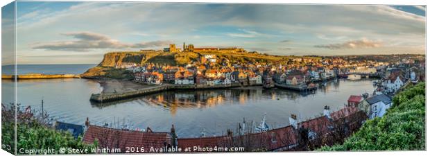 Whitby Harbour Panorama Canvas Print by Steve Whitham