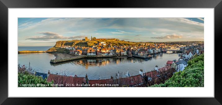 Whitby Harbour Panorama Framed Mounted Print by Steve Whitham