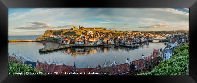 Whitby Harbour Panorama Framed Print by Steve Whitham