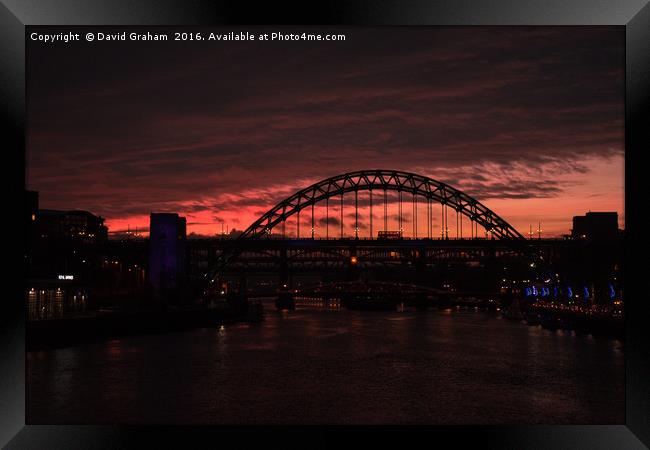 Tyne Bridge at sunset Framed Print by David Graham